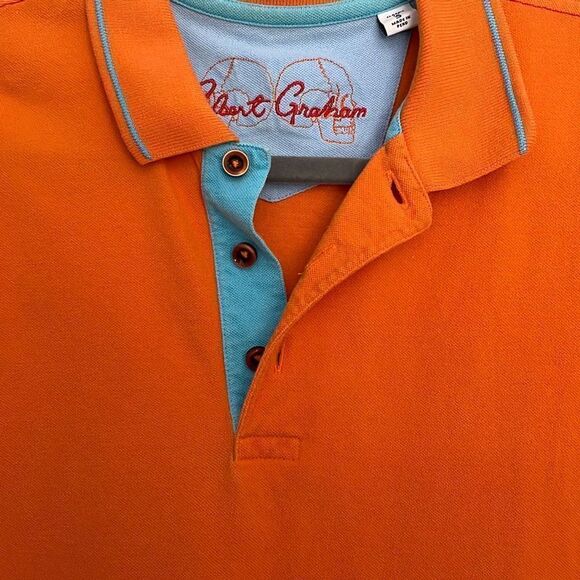Robert Graham Clock Tower Classic Fit Polo size Small Orange - Picture 4 of 5